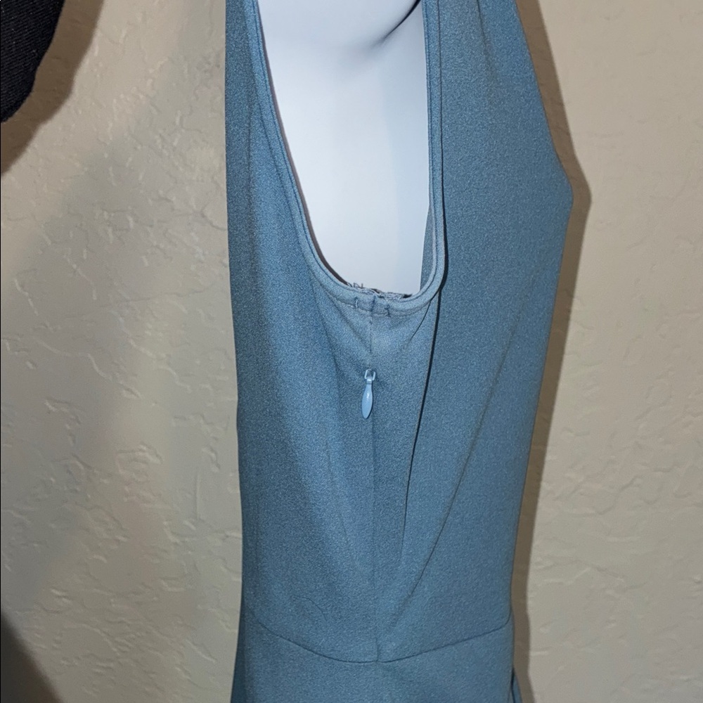 One-Shoulder Blue Ruffle Dress - Picture 3 of 6